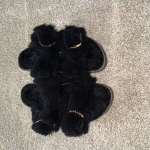 Birkenstock Black Furry Sandals
